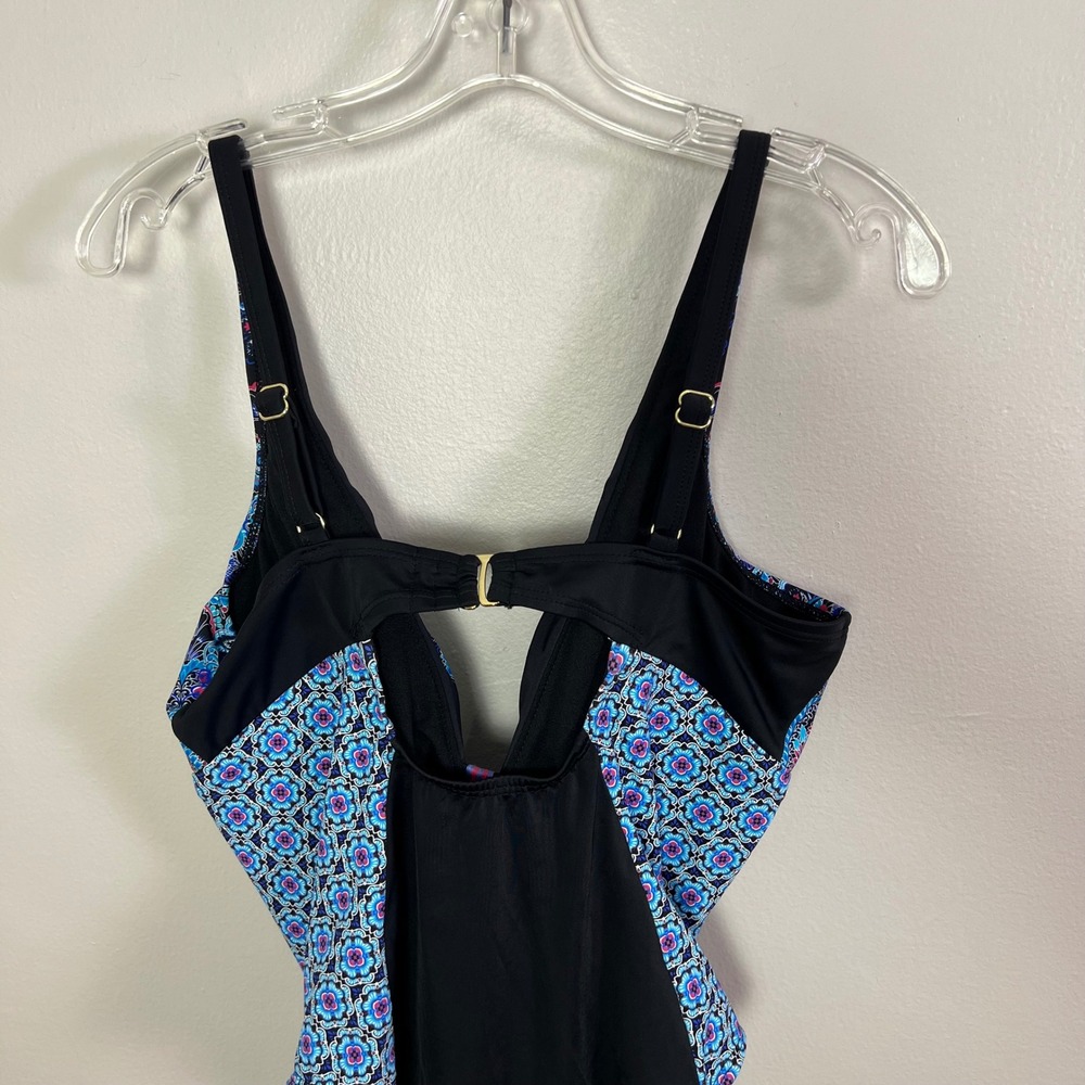 NWT - Swimsuits for All Size 12 One Piece Swimsuit Black Blue Paisley Print - Picture 4 of 10